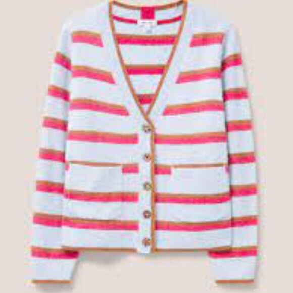 White Stuff Jamie Oversize Striped Cardigan With Pockets - UK 10 / US 6 - S/M - Picture 14 of 16
